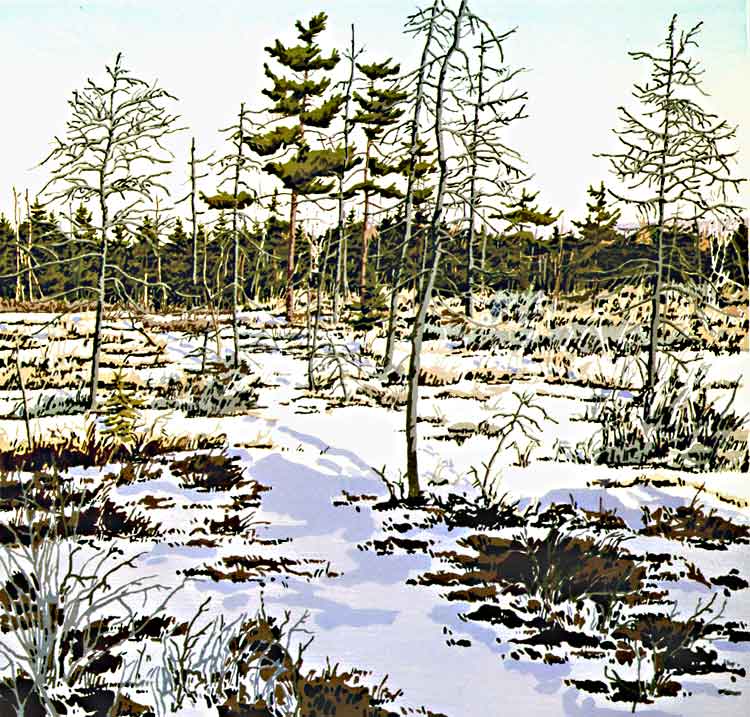 Little Marsh, 1985-86  woodcut on Kizuki Nishinouchi, 34 3/4 x 35 inches, sheet, edition 100