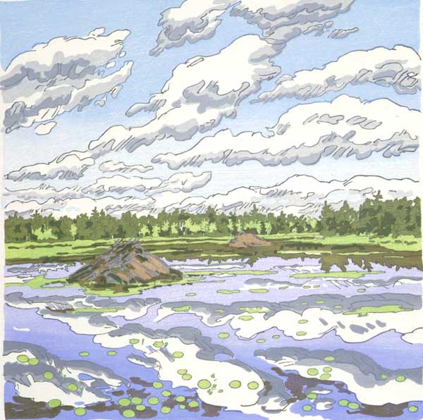 Big Flowage, 1979  woodcut on Torinoko, 21 3/8 x 24 1/4 inches, sheet, edition 80
